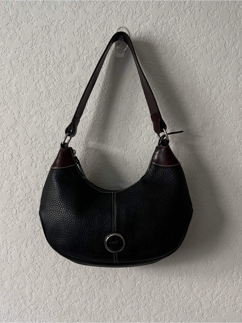 Dooney & Burke Midi Shoulder Bag Black Leather